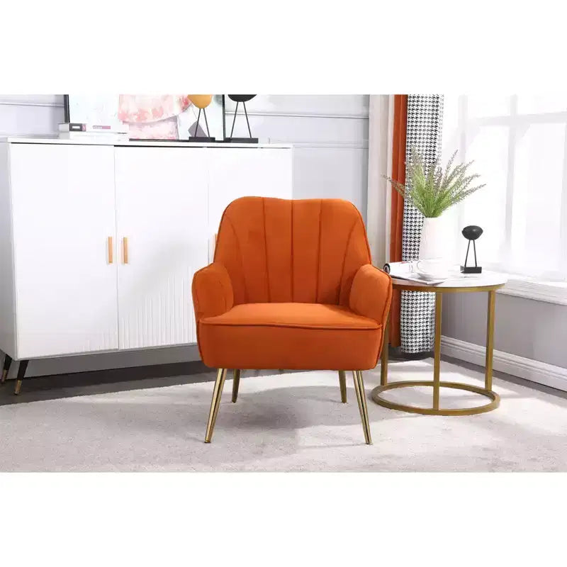 Okak Moderna Poltrona da Salotto in Velluto con Braccioli Imbottiti e Gambe in Legno Dorato, in Stile Mid-Century, per Sala Lettura e Camera da Letto
