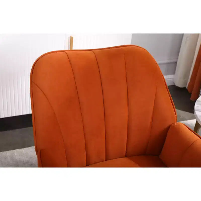 Okak Moderna Poltrona da Salotto in Velluto con Braccioli Imbottiti e Gambe in Legno Dorato, in Stile Mid-Century, per Sala Lettura e Camera da Letto