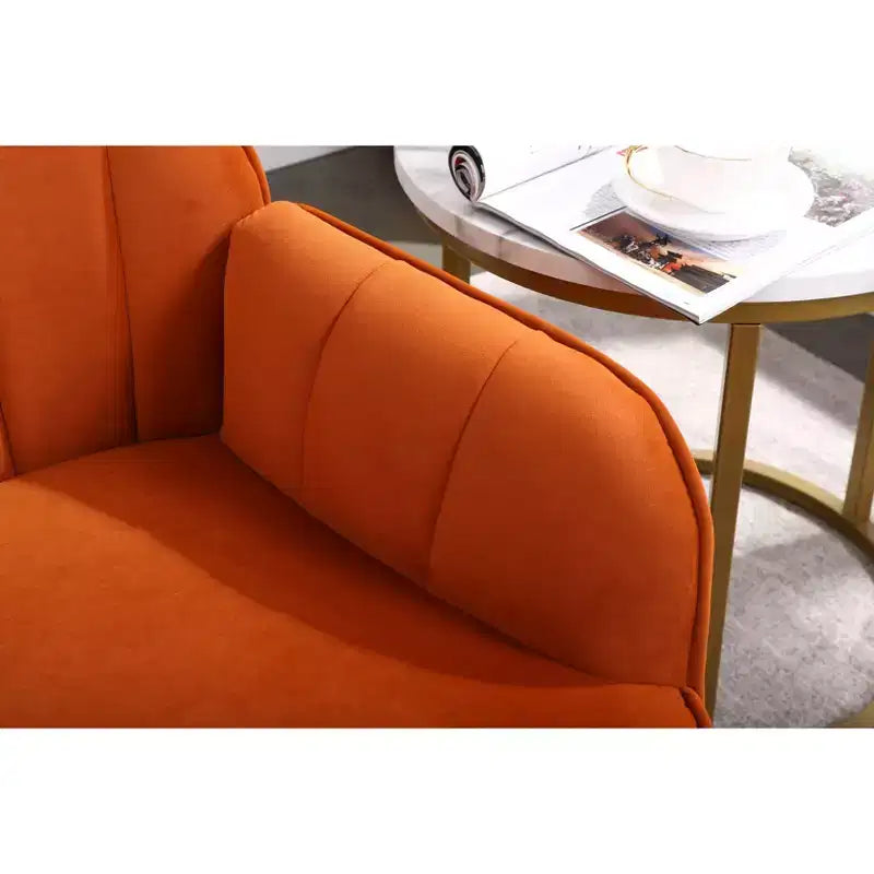 Okak Moderna Poltrona da Salotto in Velluto con Braccioli Imbottiti e Gambe in Legno Dorato, in Stile Mid-Century, per Sala Lettura e Camera da Letto