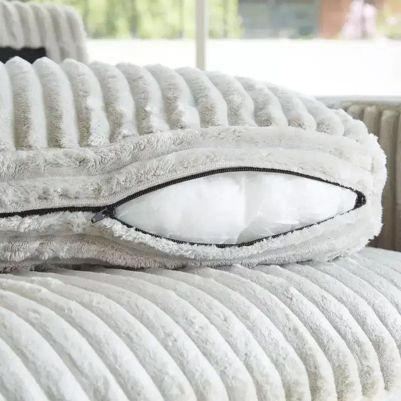 Divano componibile a 6 posti a forma di U Belffin - Divano modulare in velluto a coste con pouf contenitore e design convertibile