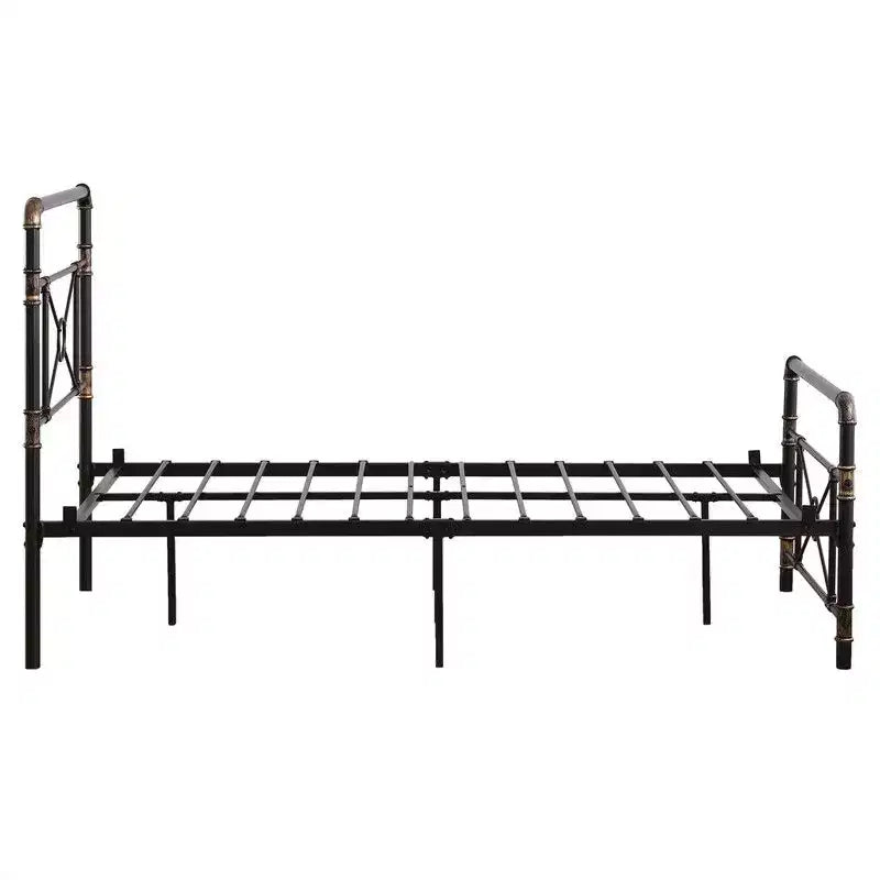 Karl Home Struttura letto in ferro a tubi con design a croce, una piazza e mezza, stile moderno
