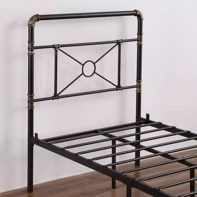 Karl Home Struttura letto in ferro a tubi con design a croce, una piazza e mezza, stile moderno