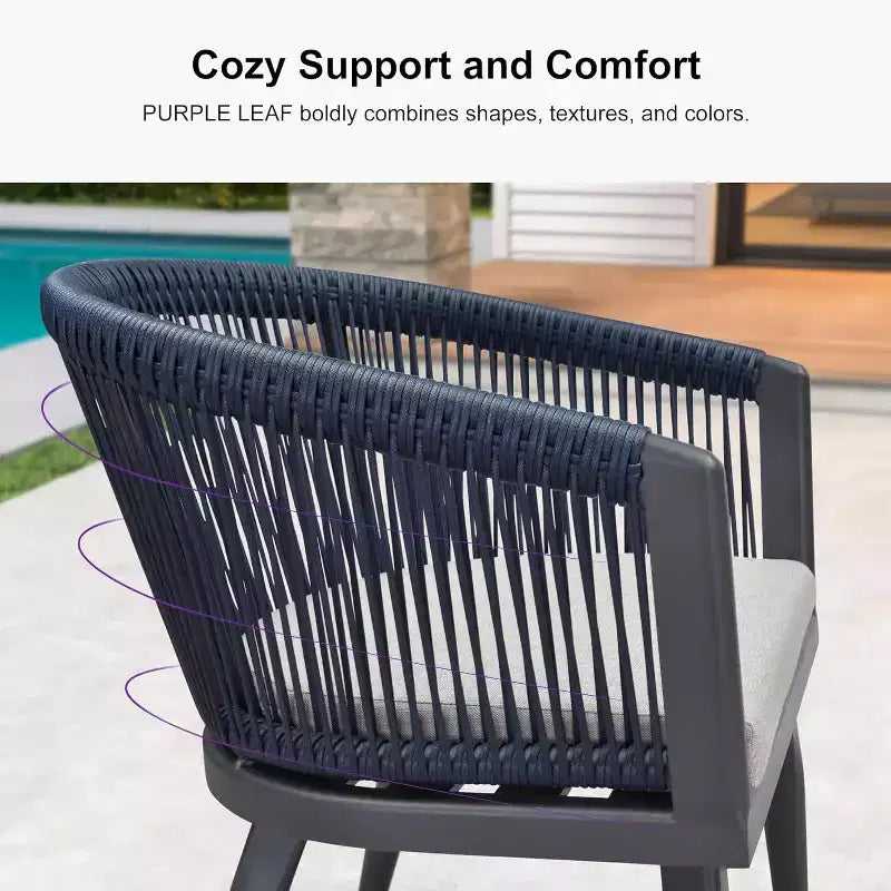 PURPLE LEAF Patio Dining Set All-Weather Wicker Aluminium Outdoor Table and Chairs Set for Backyard Decor Kitchen Modern Furniture Set