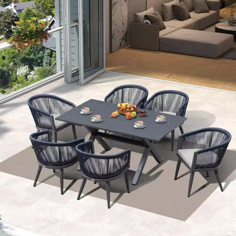 PURPLE LEAF Patio Dining Set All-Weather Wicker Aluminium Outdoor Table and Chairs Set for Backyard Decor Kitchen Modern Furniture Set
