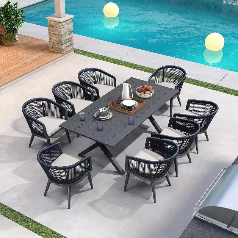 PURPLE LEAF Patio Dining Set All-Weather Wicker Aluminium Outdoor Table and Chairs Set for Backyard Decor Kitchen Modern Furniture Set