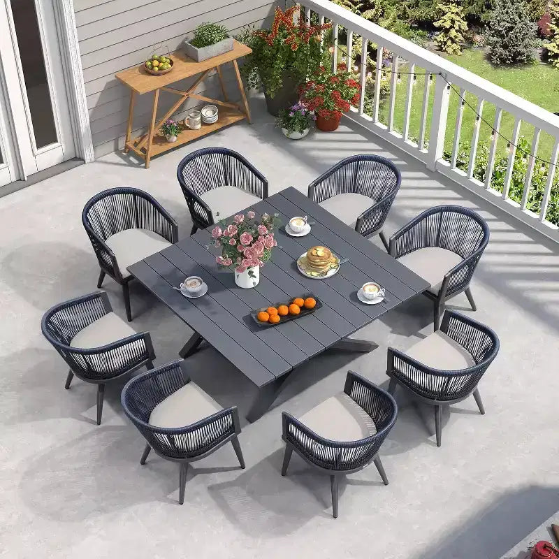 PURPLE LEAF Patio Dining Set All-Weather Wicker Aluminium Outdoor Table and Chairs Set for Backyard Decor Kitchen Modern Furniture Set