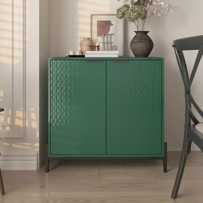 CLIHOME Mobiletto decorativo con 2 ante in legno da 80 cm e 3 ripiani regolabili