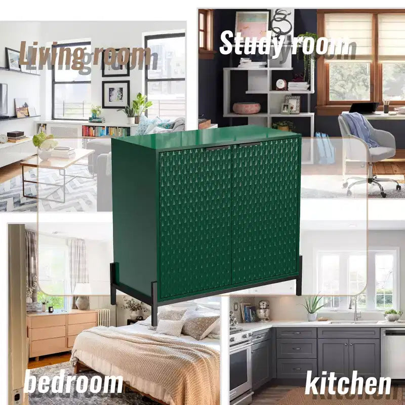 CLIHOME Mobiletto decorativo con 2 ante in legno da 80 cm e 3 ripiani regolabili