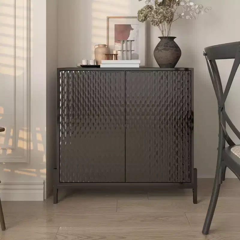 CLIHOME Mobiletto decorativo con 2 ante in legno da 80 cm e 3 ripiani regolabili