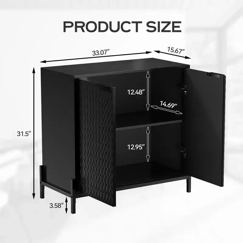 CLIHOME Mobiletto decorativo con 2 ante in legno da 80 cm e 3 ripiani regolabili