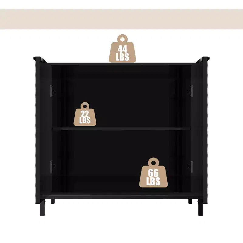 CLIHOME Mobiletto decorativo con 2 ante in legno da 80 cm e 3 ripiani regolabili