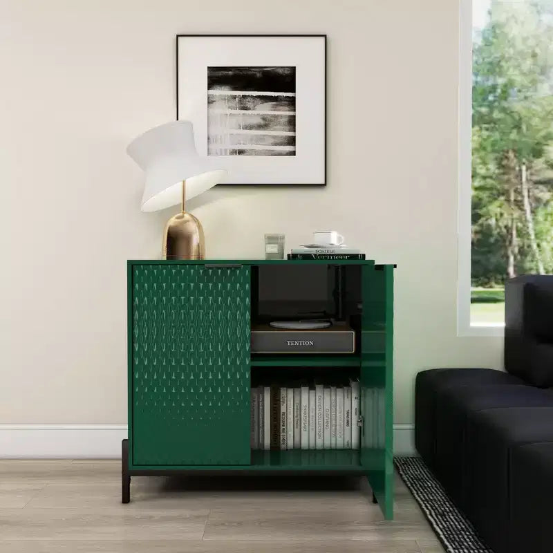 CLIHOME Mobiletto decorativo con 2 ante in legno da 80 cm e 3 ripiani regolabili