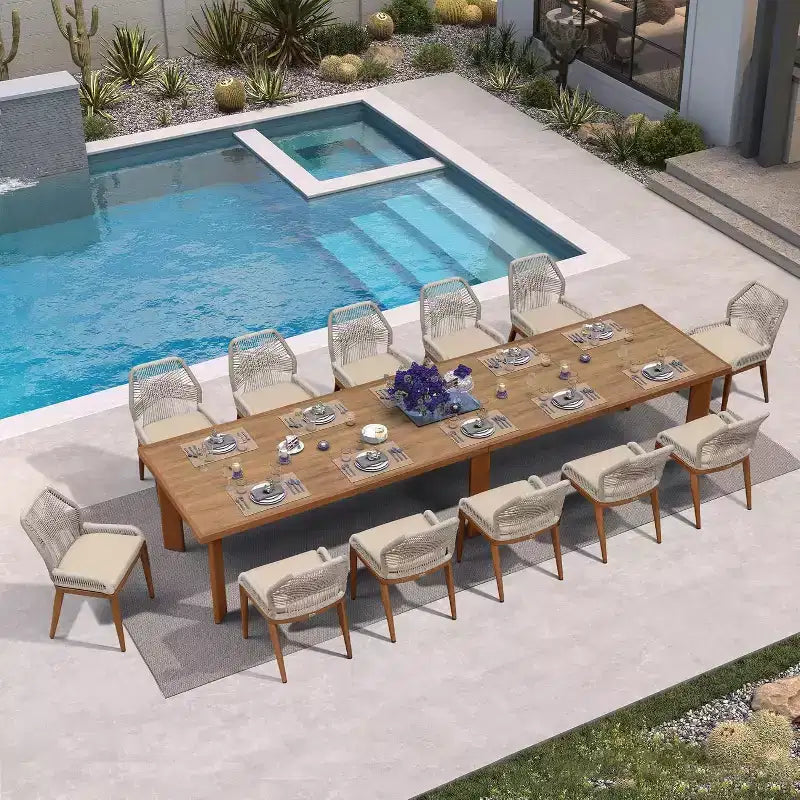 Set da pranzo PURPLE LEAF con tavolo in metallo e sedie in vimini per portico, giardino, cucina, set di mobili moderni da esterno