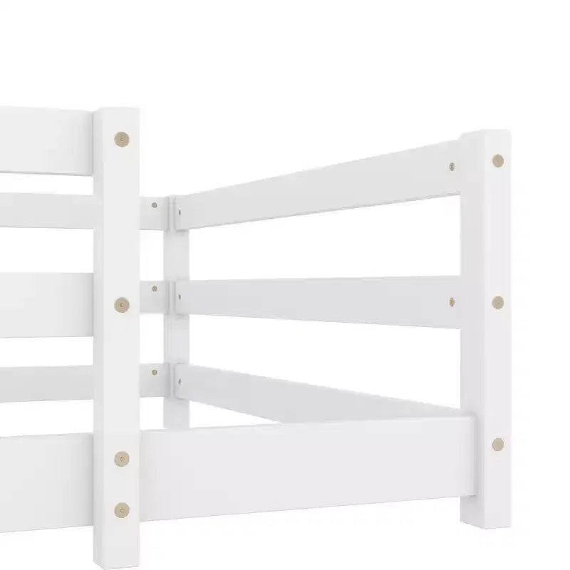 Struttura letto Okak per bambini, dimensioni singole/matrimoniali, letto per bambini moderno a basso profilo con spondine di sicurezza, struttura in legno massello per la camera dei bambini