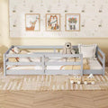 Struttura letto Okak per bambini, dimensioni singole/matrimoniali, letto per bambini moderno a basso profilo con spondine di sicurezza, struttura in legno massello per la camera dei bambini