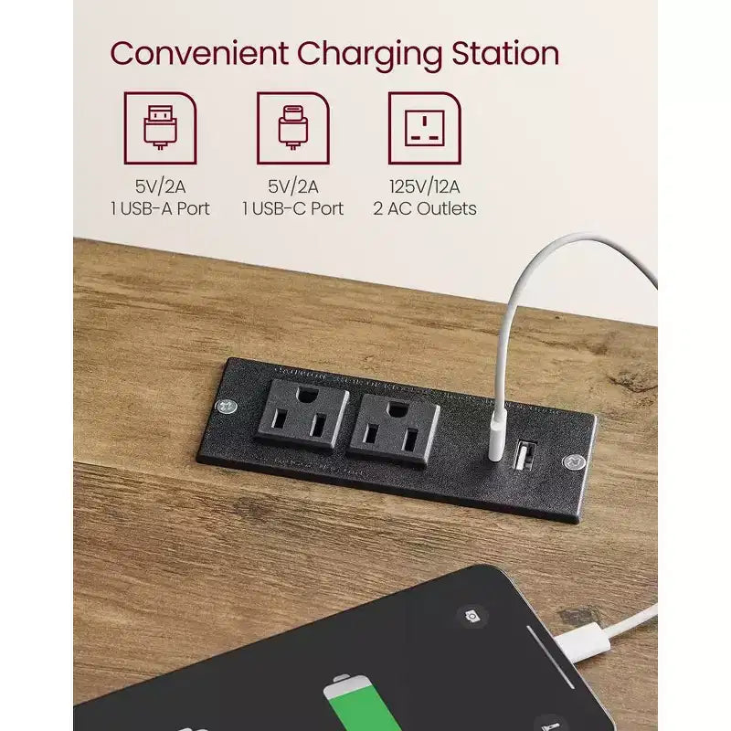 LIRY Set di 2 comodini da fattoria con stazione di ricarica USB, cassetto e ripiano aperto, tavolino da notte per l'arredamento della casa, Grigio Nebbia