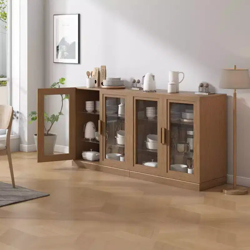 Mobile contenitore in legno 31x62x16, organizer con ripiani regolabili e ante in vetro per cucina, camera da letto, ingresso, soggiorno, sala da pranzo