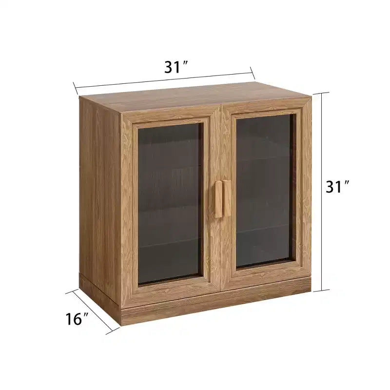 Mobile contenitore in legno 31x62x16, organizer con ripiani regolabili e ante in vetro per cucina, camera da letto, ingresso, soggiorno, sala da pranzo