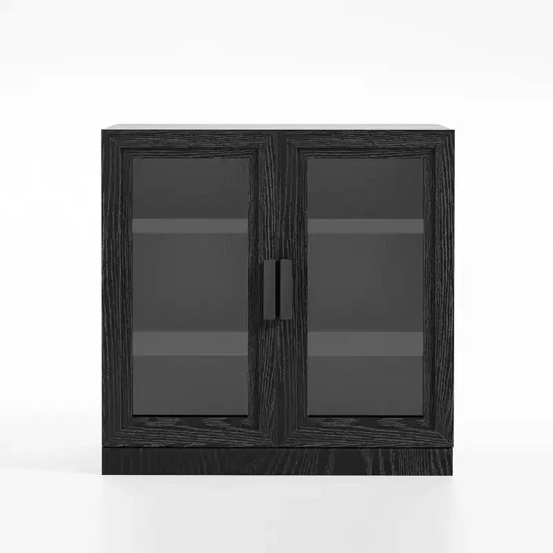 Mobiletto multiuso in legno 72x31x16, organizer portaoggetti con ripiani regolabili e ante in vetro per cucina, camera da letto, ingresso, soggiorno/sala da pranzo