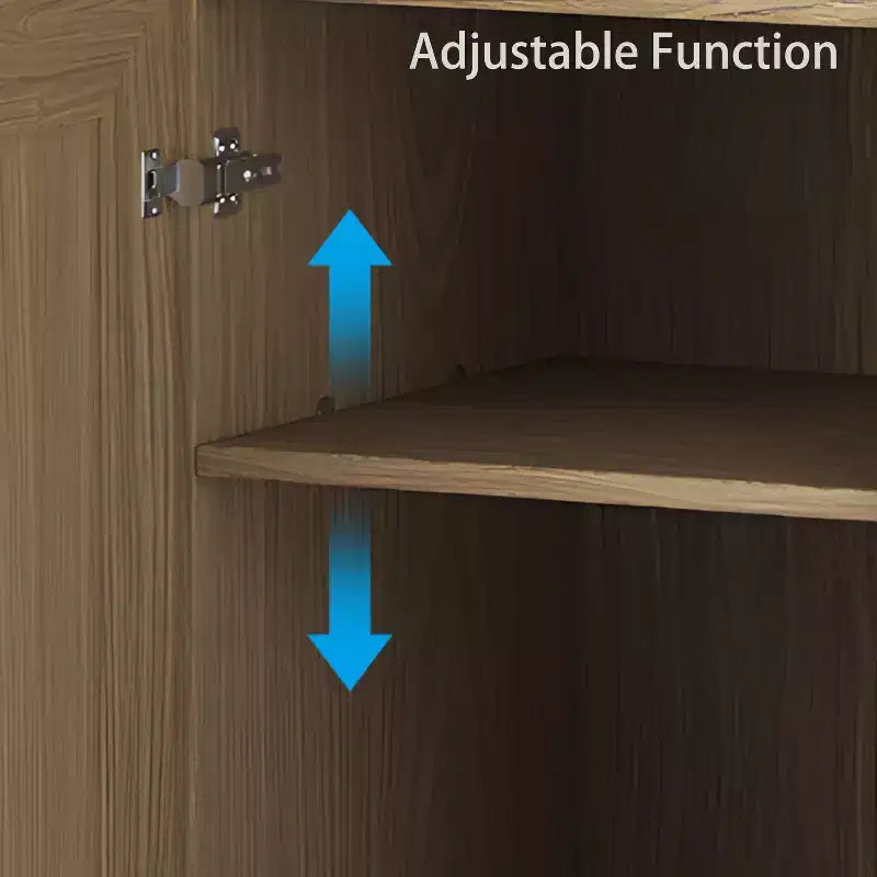 Mobile buffet 31x31x16 in legno, organizer contenitore con ripiani regolabili e ante in rattan per cucina, camera da letto, soggiorno/sala da pranzo
