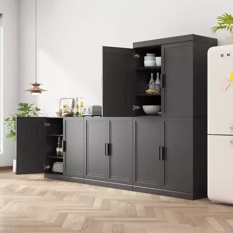 Mobiletto con ripiani regolabili 31x124x16 in legno nero per cucina, camera da letto, ingresso, soggiorno e sala da pranzo