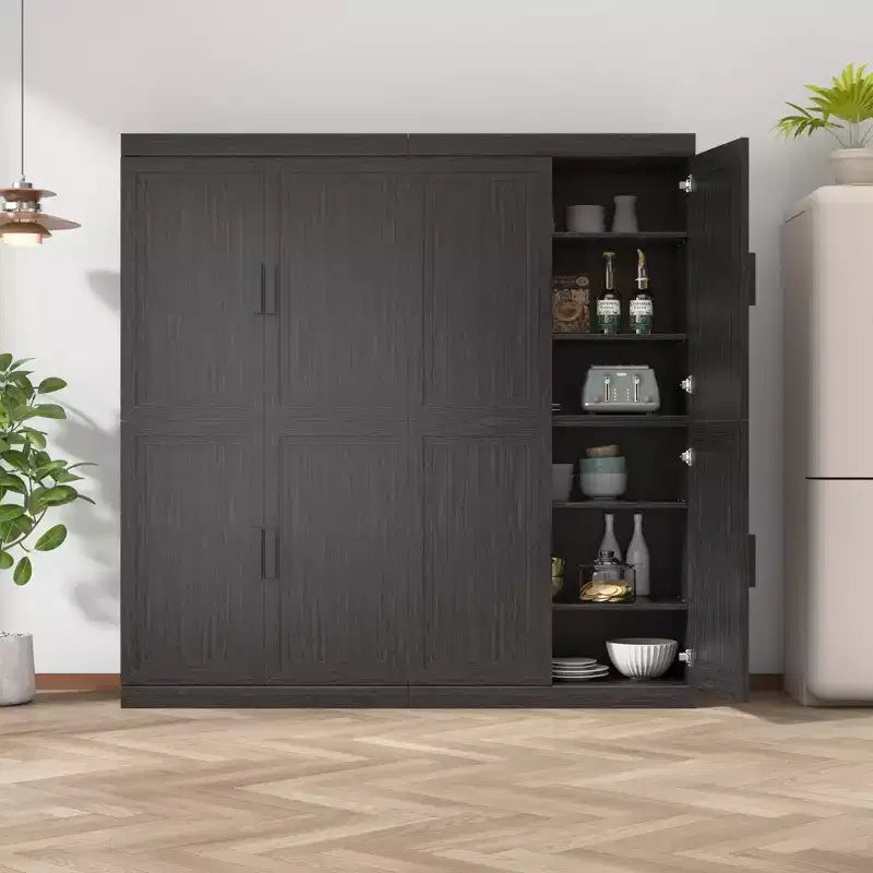 Mobiletto con ripiani regolabili 31x124x16 in legno nero per cucina, camera da letto, ingresso, soggiorno e sala da pranzo