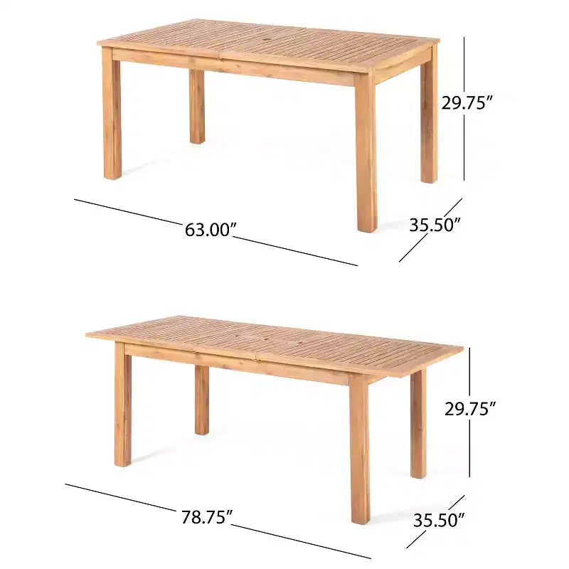 Christopher Knight Home Davenport Set da Pranzo Espandibile da Esterno a 9 Pezzi in Legno di Acacia e Vimini con Cuscini