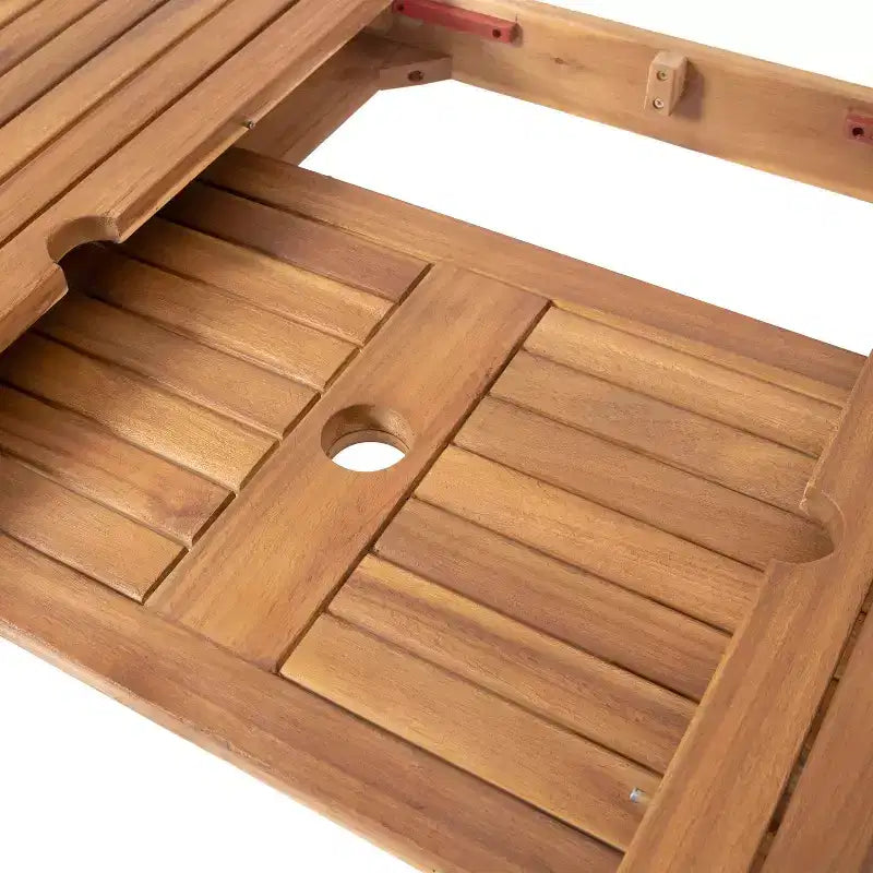 Christopher Knight Home Davenport Set da Pranzo Espandibile da Esterno a 9 Pezzi in Legno di Acacia e Vimini con Cuscini