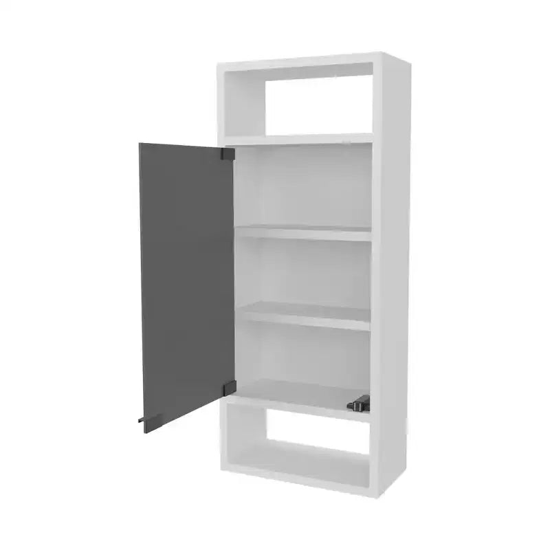 Elegante Mobiletto da Bagno in Legno di Pino con Specchio e Vano a Giorno | Bianco
