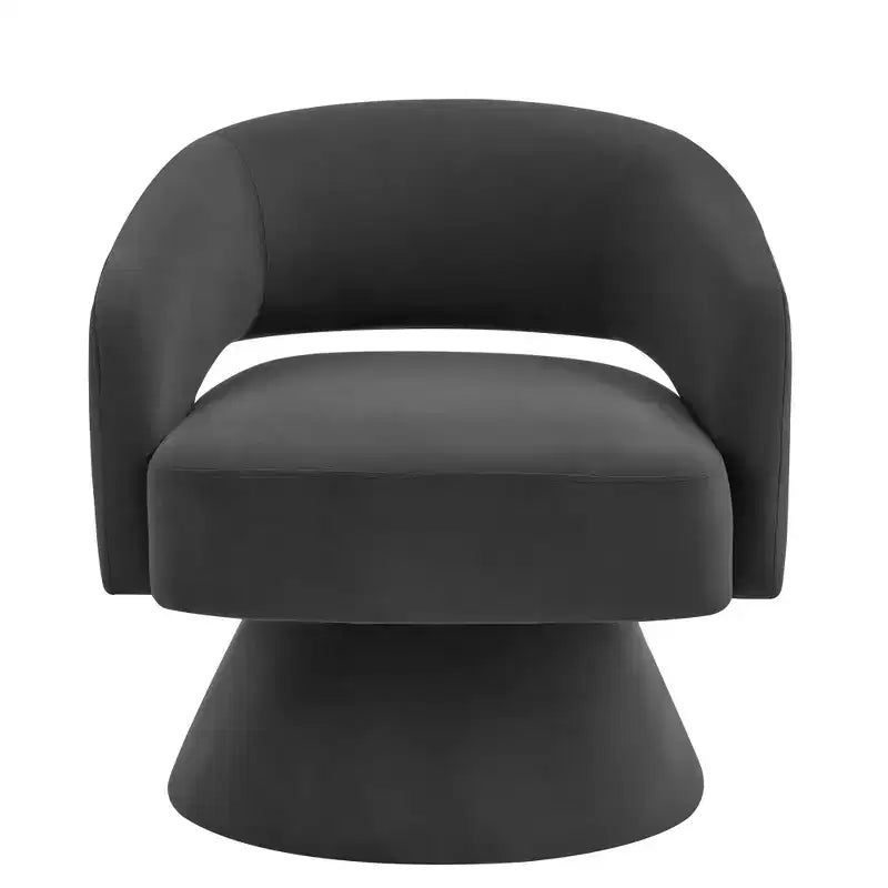 Okak Poltrone Moderne Girevoli per Camera da Letto, Poltrone Accent Rotonde Imbottite in Velluto, Sedia Girevole Comoda a 360 Gradi con Schienale Aperto