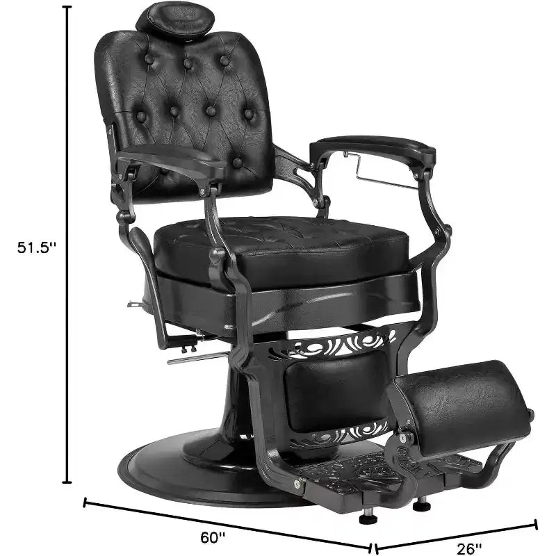 Sedia da barbiere idraulica reclinabile ergonomica Karl Home Attrezzatura da salone per parrucchieri e spa in nero con braccioli