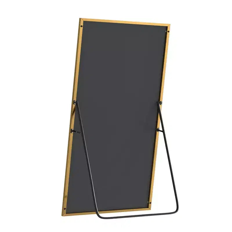 Specchio rettangolare a figura intera, 71x31 Specchio da terra con supporto, cornice in lega di alluminio, specchio a figura intera nero per camera da letto e soggiorno, nero