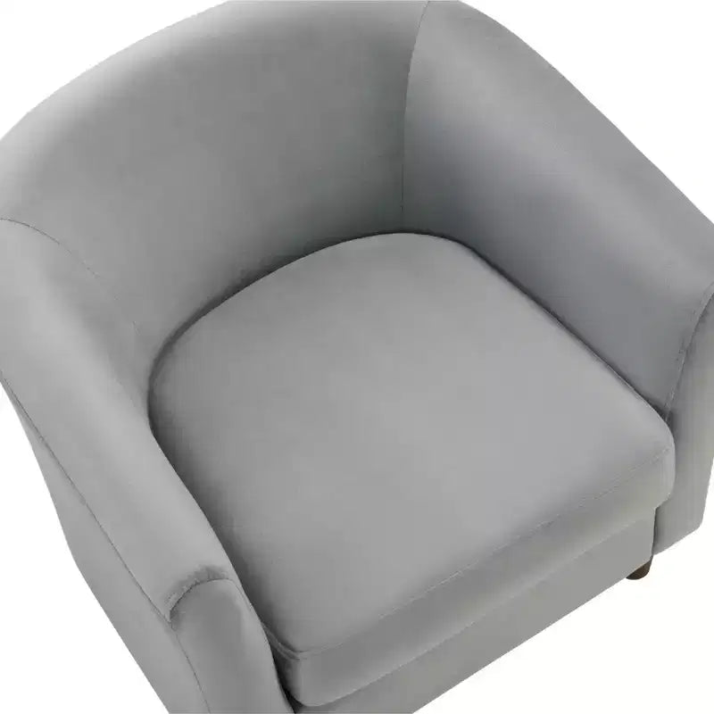 Poltrona moderna Bestier in velluto grigio con poggiapiedi, schienale a U e seduta imbottita spessa 4 cm