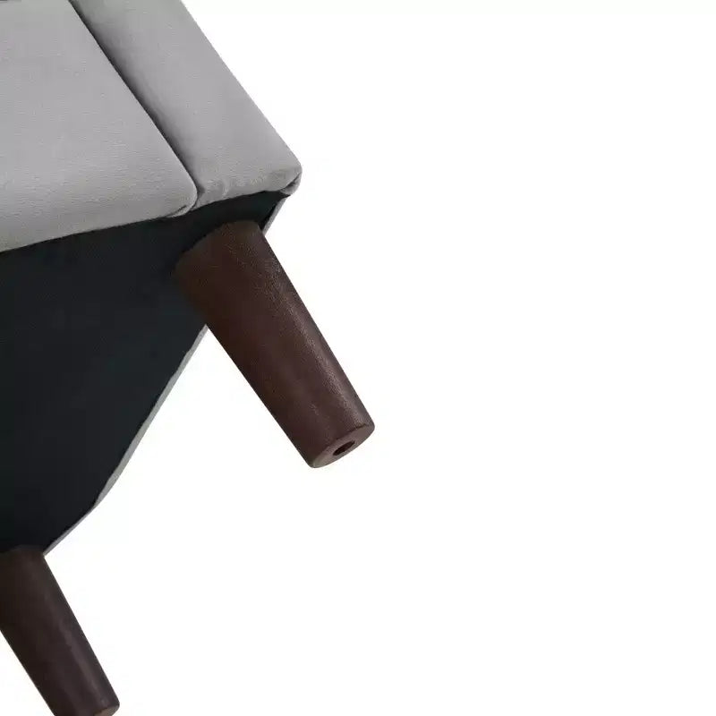 Poltrona moderna Bestier in velluto grigio con poggiapiedi, schienale a U e seduta imbottita spessa 4 cm