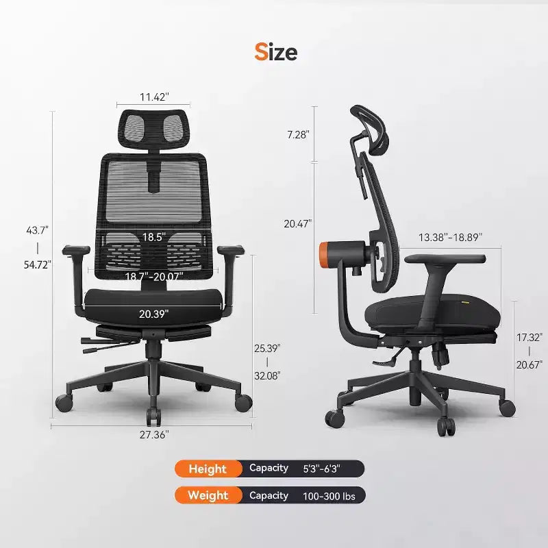 Sedia Ergonomica Newtral MagicH-BP con Poggiapiedi - Sedia da Ufficio per Casa con Supporto Lombare Auto-Adattante, Braccioli 4D, Seduta Regolabile in Profondità e Altezza