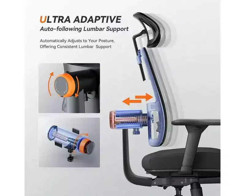 Sedia Ergonomica Newtral MagicH-BP con Poggiapiedi - Sedia da Ufficio per Casa con Supporto Lombare Auto-Adattante, Braccioli 4D, Seduta Regolabile in Profondità e Altezza
