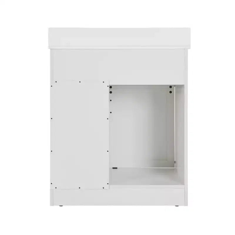 Mobile da bagno Bestier 30" bianco stile rustico con ante scorrevoli a persiana, 2 cassetti, mobile indipendente con alzatina protettiva