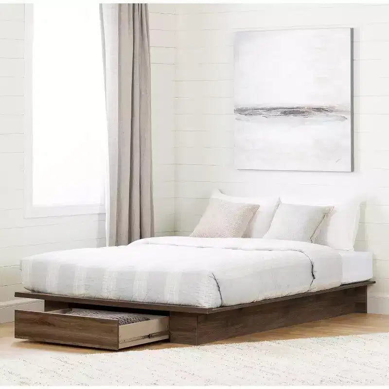 HomeStock Base letto regolabile (da piazza francese a matrimoniale) marrone 8,5 pollici di altezza con contenitore in truciolare