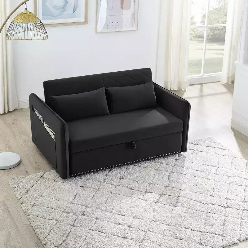 Divano Letto MAYEERTY con USB, Letto Estraibile Regolabile 3 in 1 e Tasca Laterale (Velluto)