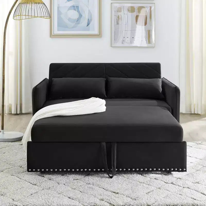 Divano Letto MAYEERTY con USB, Letto Estraibile Regolabile 3 in 1 e Tasca Laterale (Velluto)
