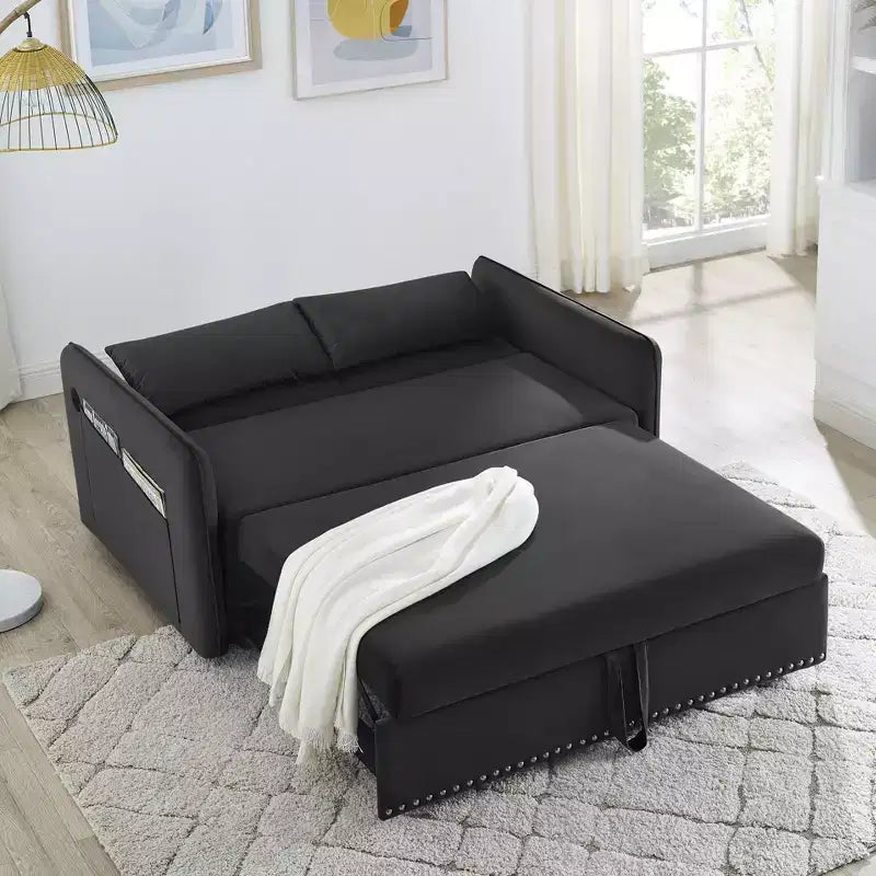 Divano Letto MAYEERTY con USB, Letto Estraibile Regolabile 3 in 1 e Tasca Laterale (Velluto)