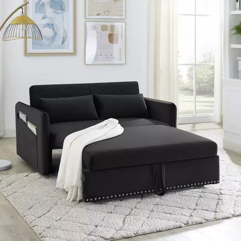 Divano Letto MAYEERTY con USB, Letto Estraibile Regolabile 3 in 1 e Tasca Laterale (Velluto)