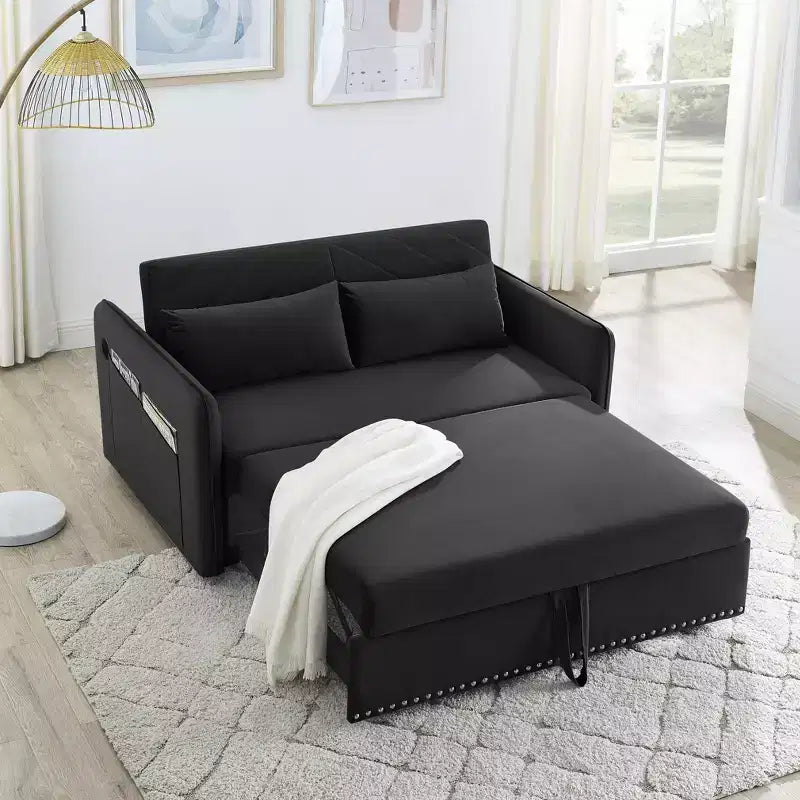 Divano Letto MAYEERTY con USB, Letto Estraibile Regolabile 3 in 1 e Tasca Laterale (Velluto)
