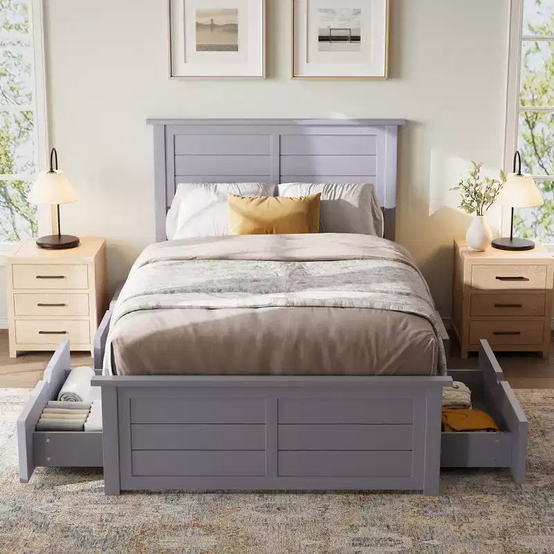 AMERLIFE Letto con testiera, Basi letto con 4 cassetti contenitore