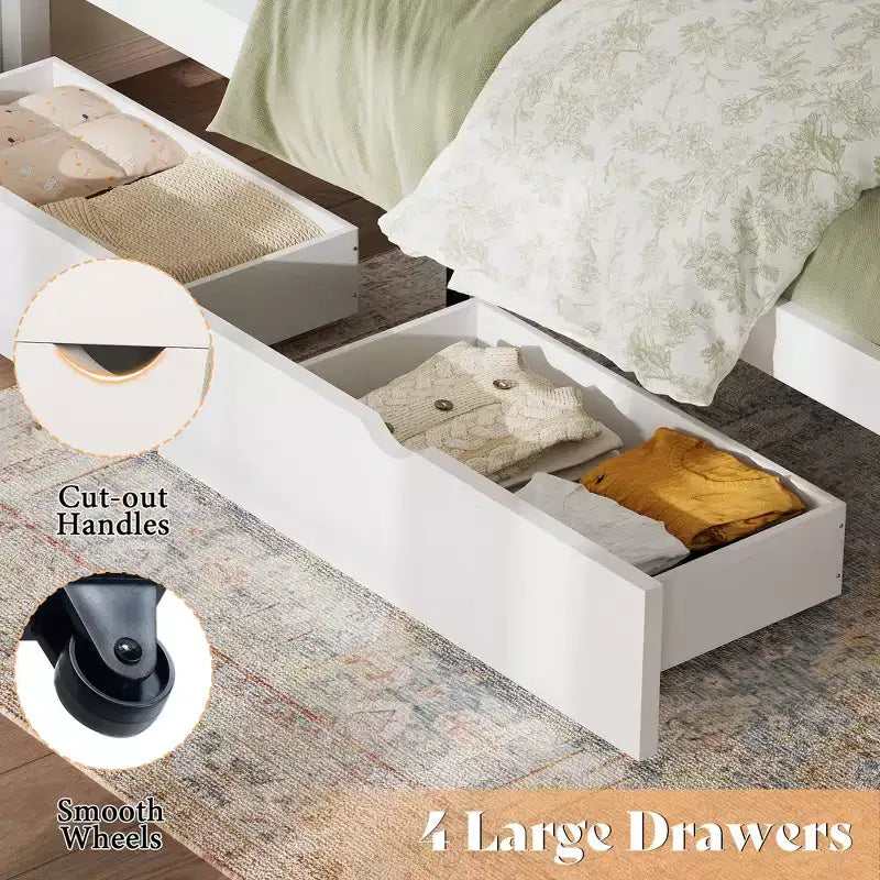 AMERLIFE Letto con testiera, Basi letto con 4 cassetti contenitore