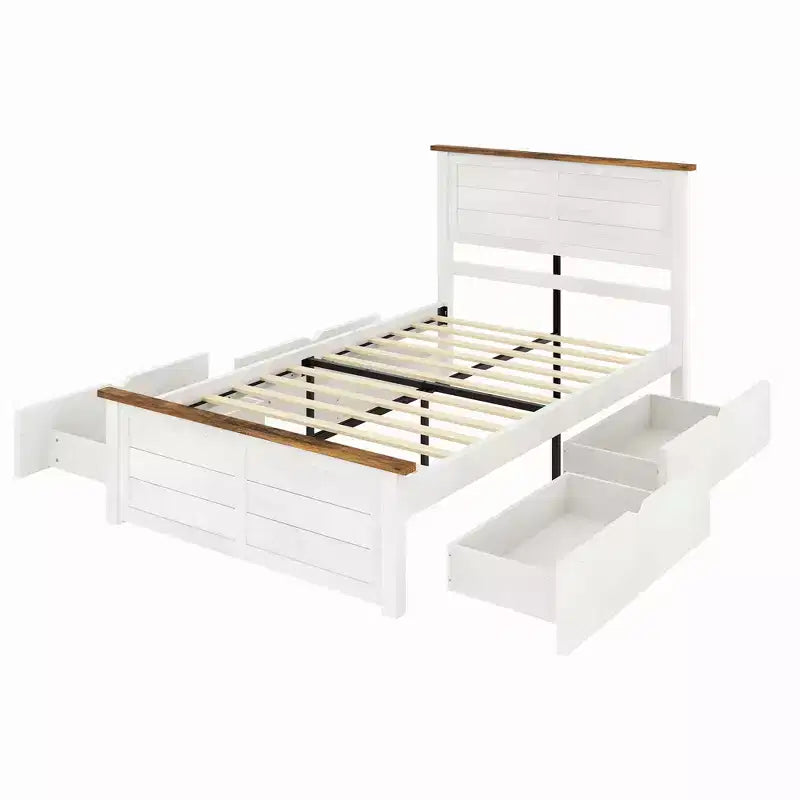 AMERLIFE Letto con testiera, Basi letto con 4 cassetti contenitore