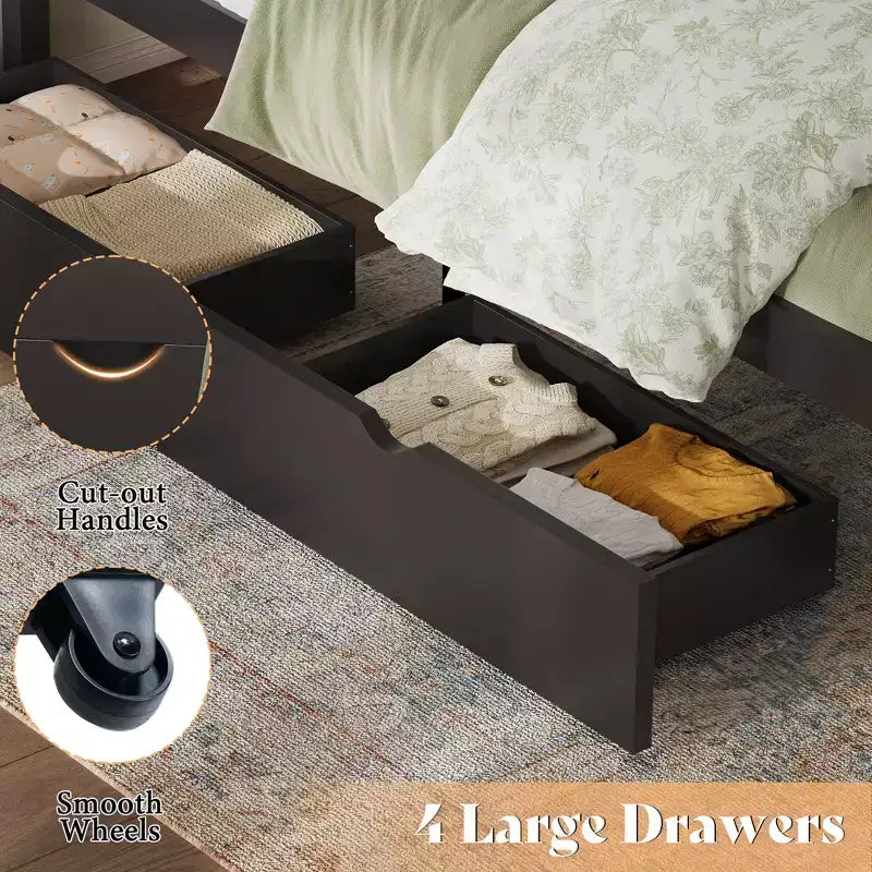 AMERLIFE Letto con testiera, Basi letto con 4 cassetti contenitore