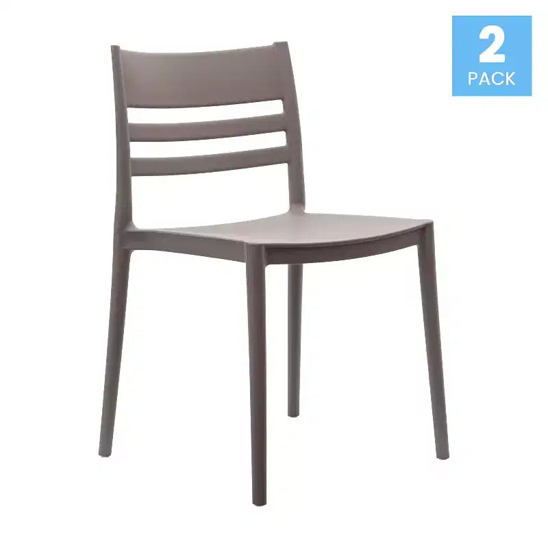 Flash Furniture Bridgeport Set di 2 Sedie da Patio Impilabili per Interni-Esterni con Schienale a Doghe, Sedia Commerciale in Resina per Tutte le Stagioni