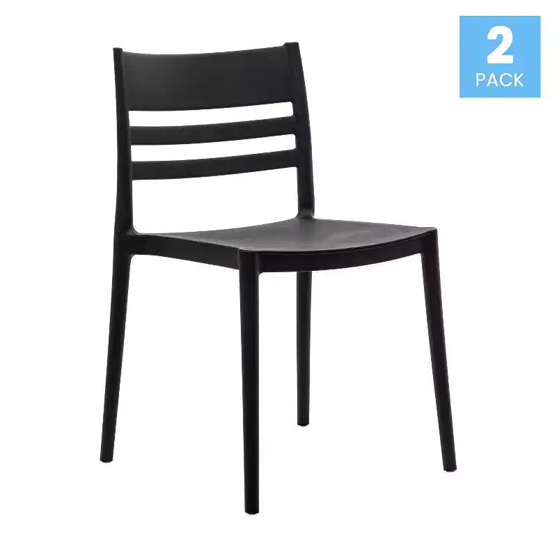 Flash Furniture Bridgeport Set di 2 Sedie da Patio Impilabili per Interni-Esterni con Schienale a Doghe, Sedia Commerciale in Resina per Tutte le Stagioni