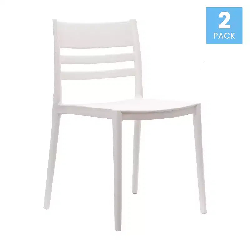 Flash Furniture Bridgeport Set di 2 Sedie da Patio Impilabili per Interni-Esterni con Schienale a Doghe, Sedia Commerciale in Resina per Tutte le Stagioni